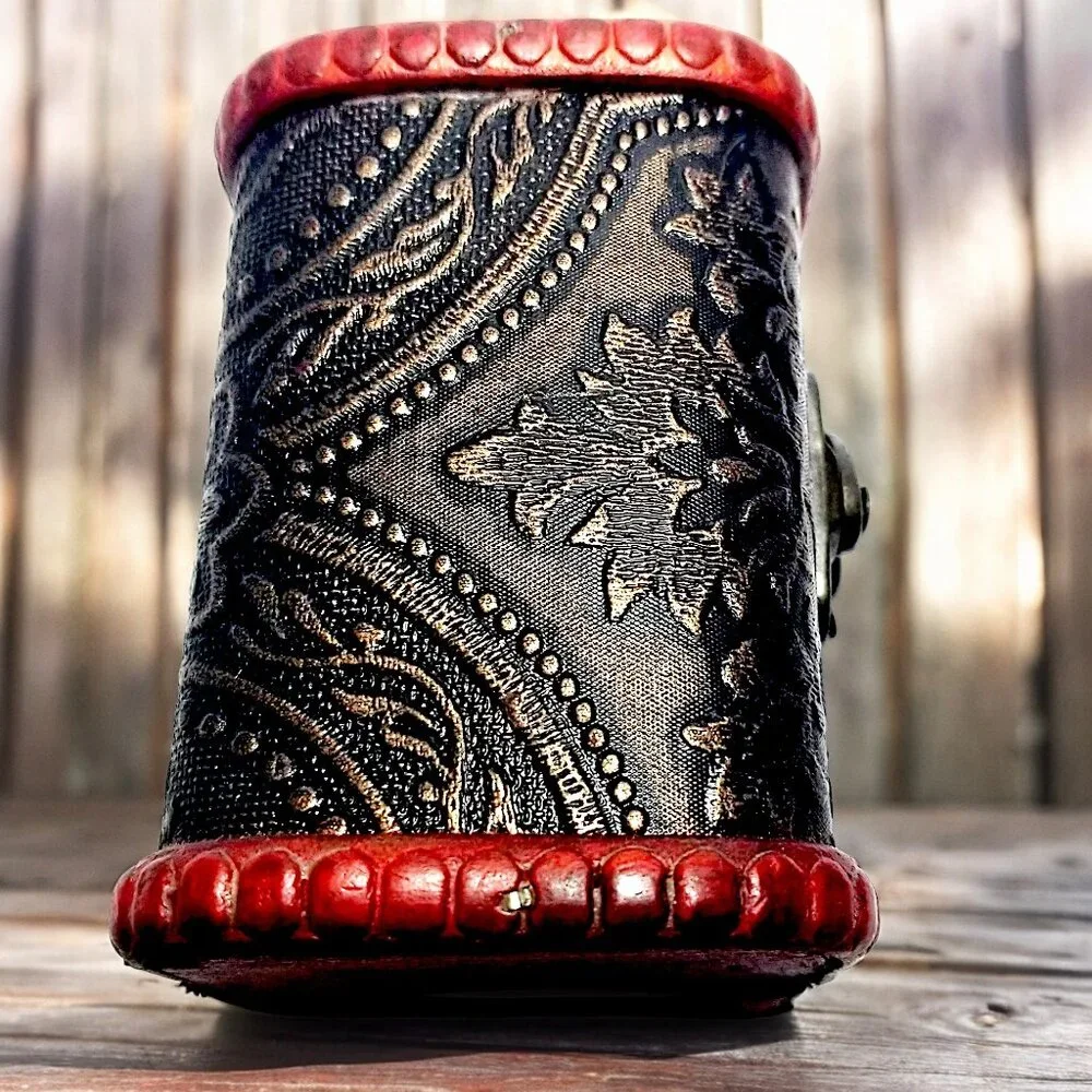 Mini Wooden Treasure Chest Box W/Bronze Color Floral Antique Style Spiritual Box - Picture 6 of 16